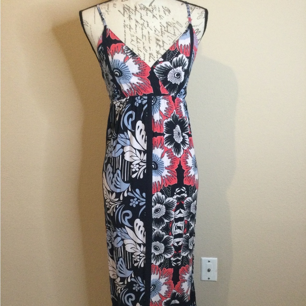 Next Navy Blue Floral Print Maxi Dress Size 12